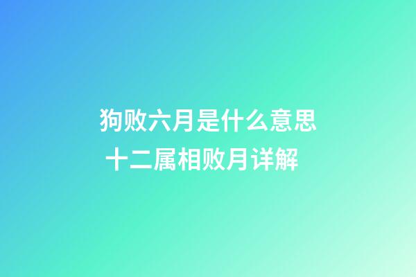 狗败六月是什么意思 十二属相败月详解